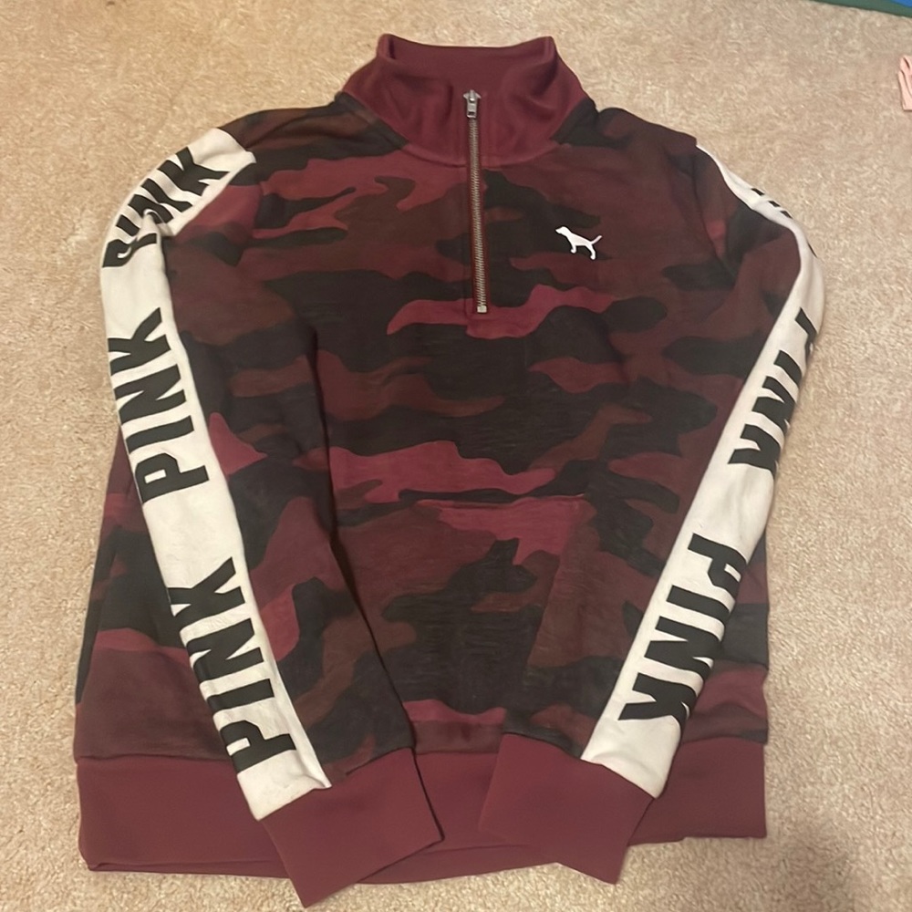 Pink quarter zip camo